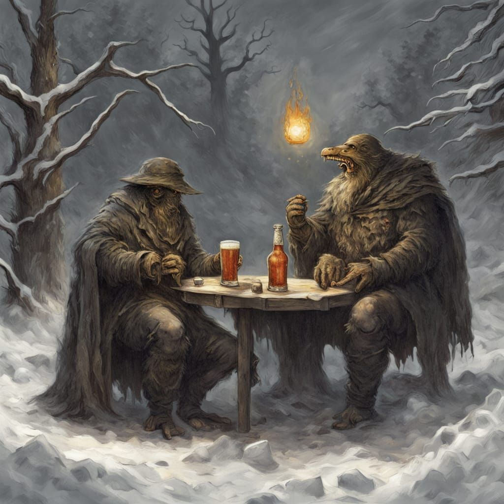 Cyberpunk Cold Beer Horror Illustration