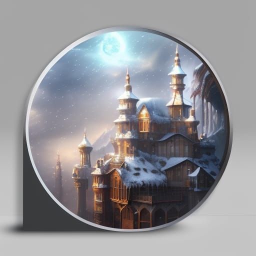 Magical Snow Store in Photorealistic Painting