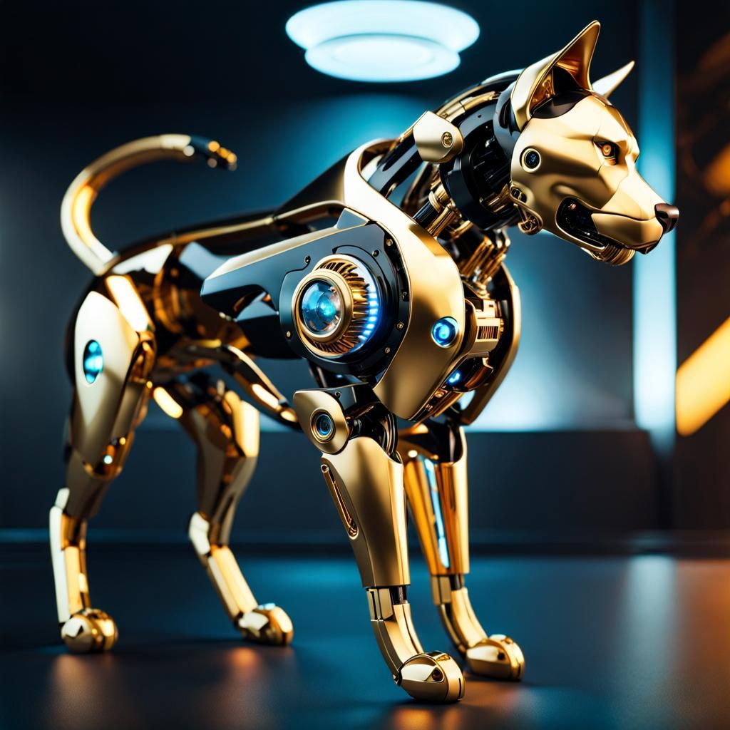 Futuristic Cyborg Dog in Digital Art Style
