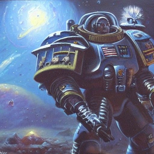 Space Marine in Oil Painting Style
