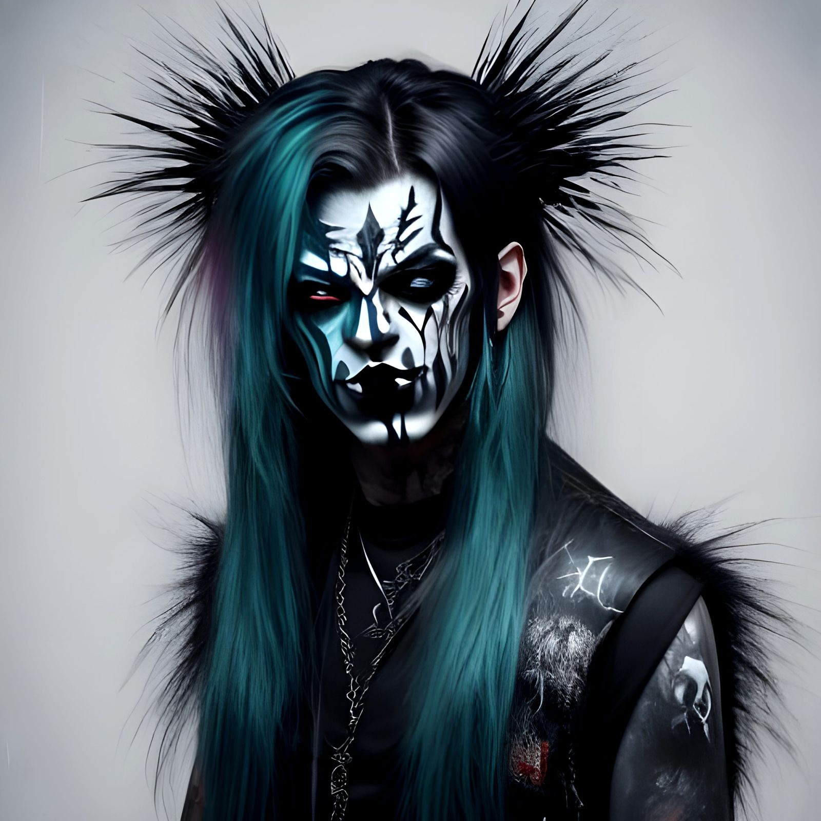 Metal Goth Punk Musician in Full Face Paint