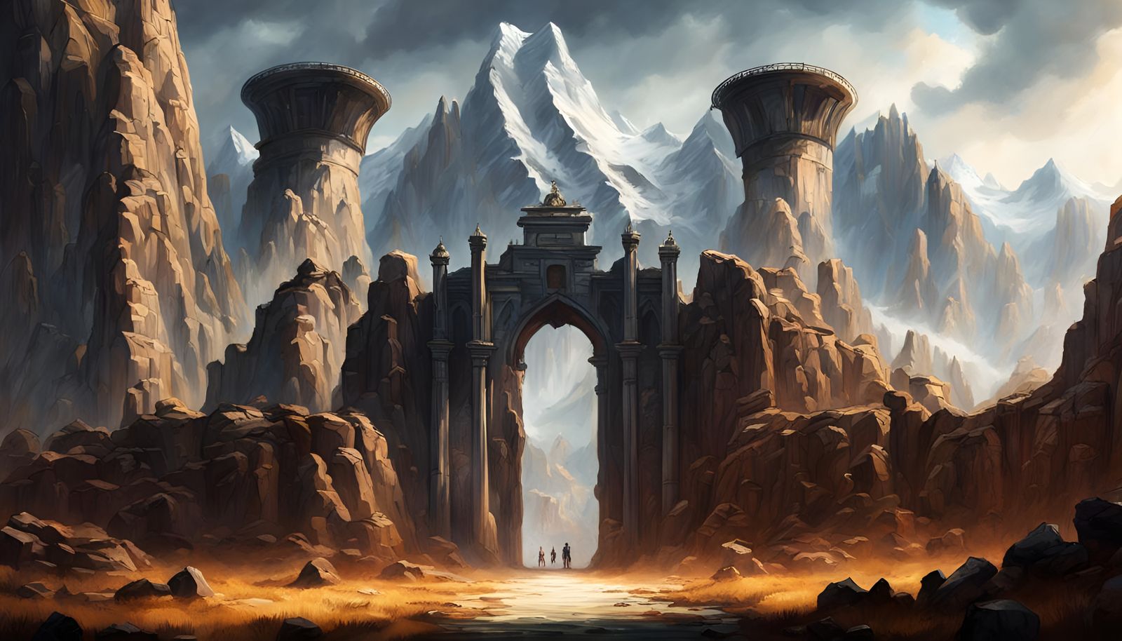 Grandiose Kingdom Gate in Oil Painting Style
