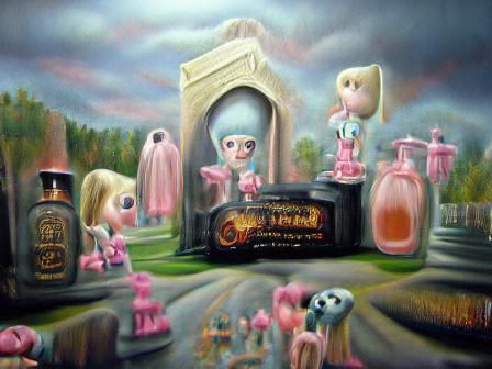 Haunting Barbie Crematorium: Oil on Canvas Matte Painting