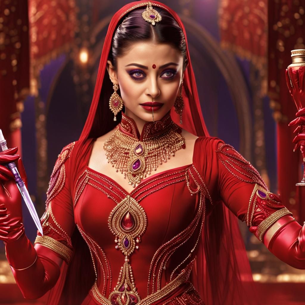 Woman in Red Dress with Dagger, Fantasy Art