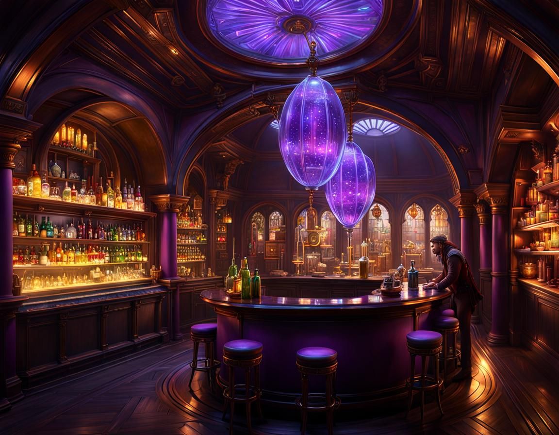 Interdimensional Bar With Portals, Dark Fantasy Concept Art