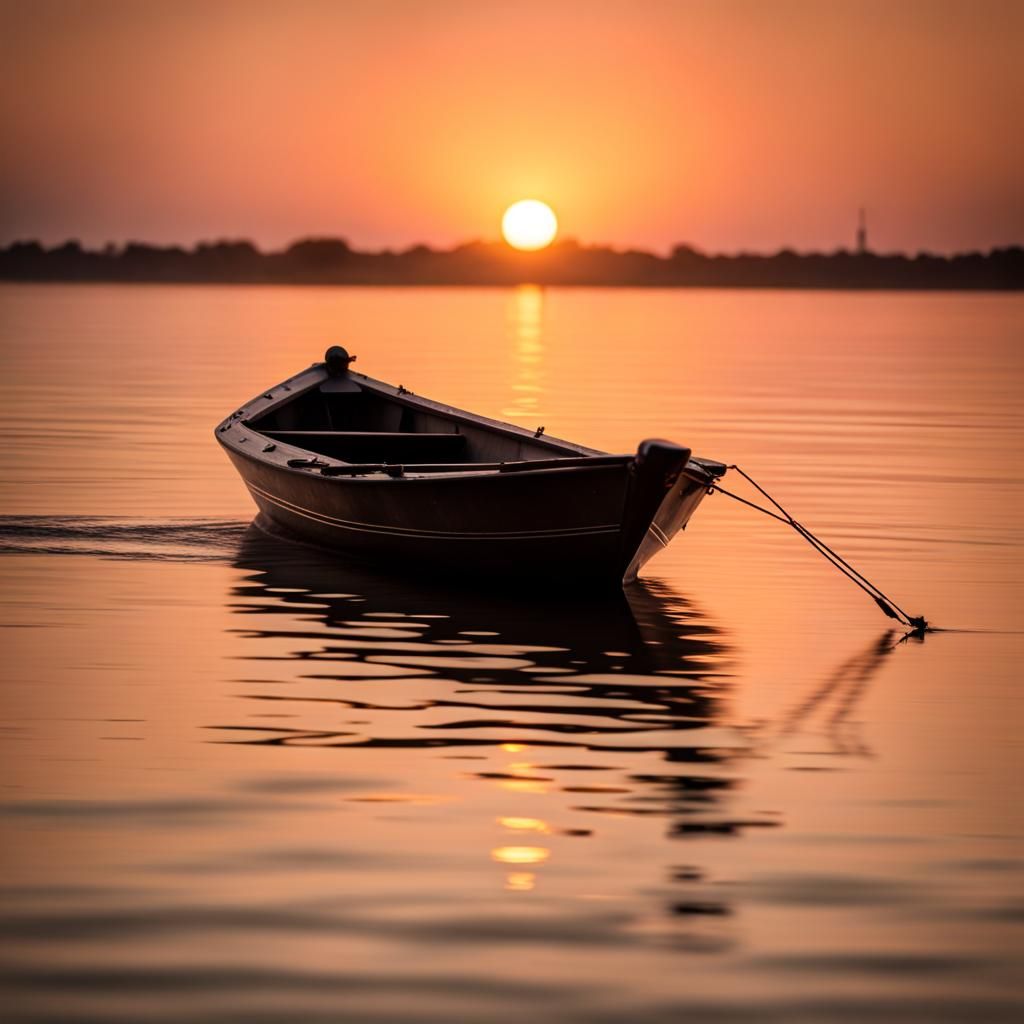 Sunrise Boat in Soft Focus: Professional Photography