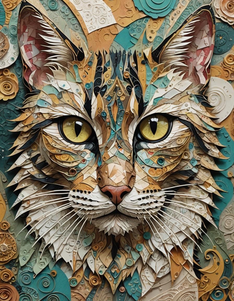 Elaborate Cat Shapes on Scrapbook Page