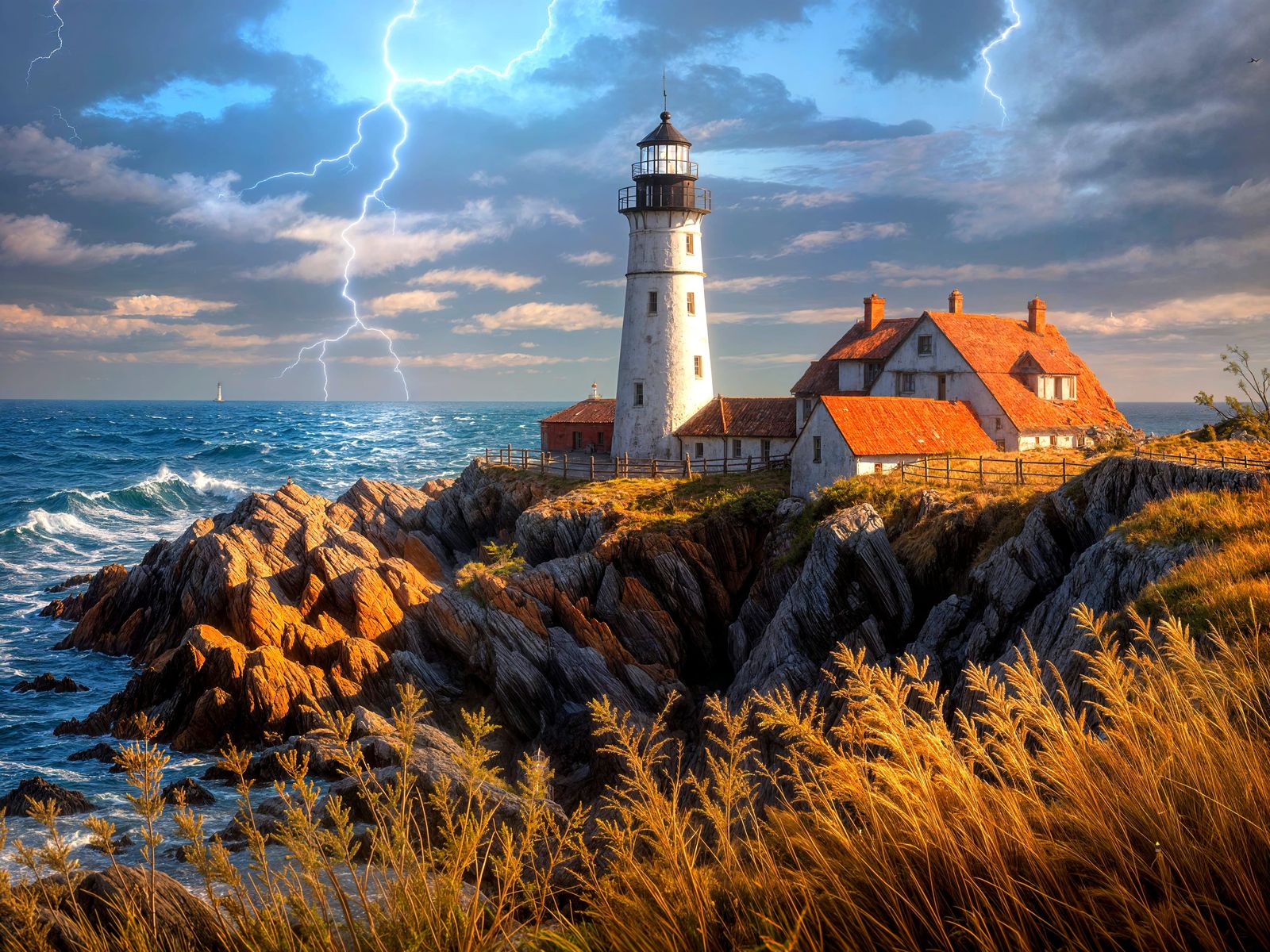 Stunning Lighthouse Overlooking a Dramatic Sea