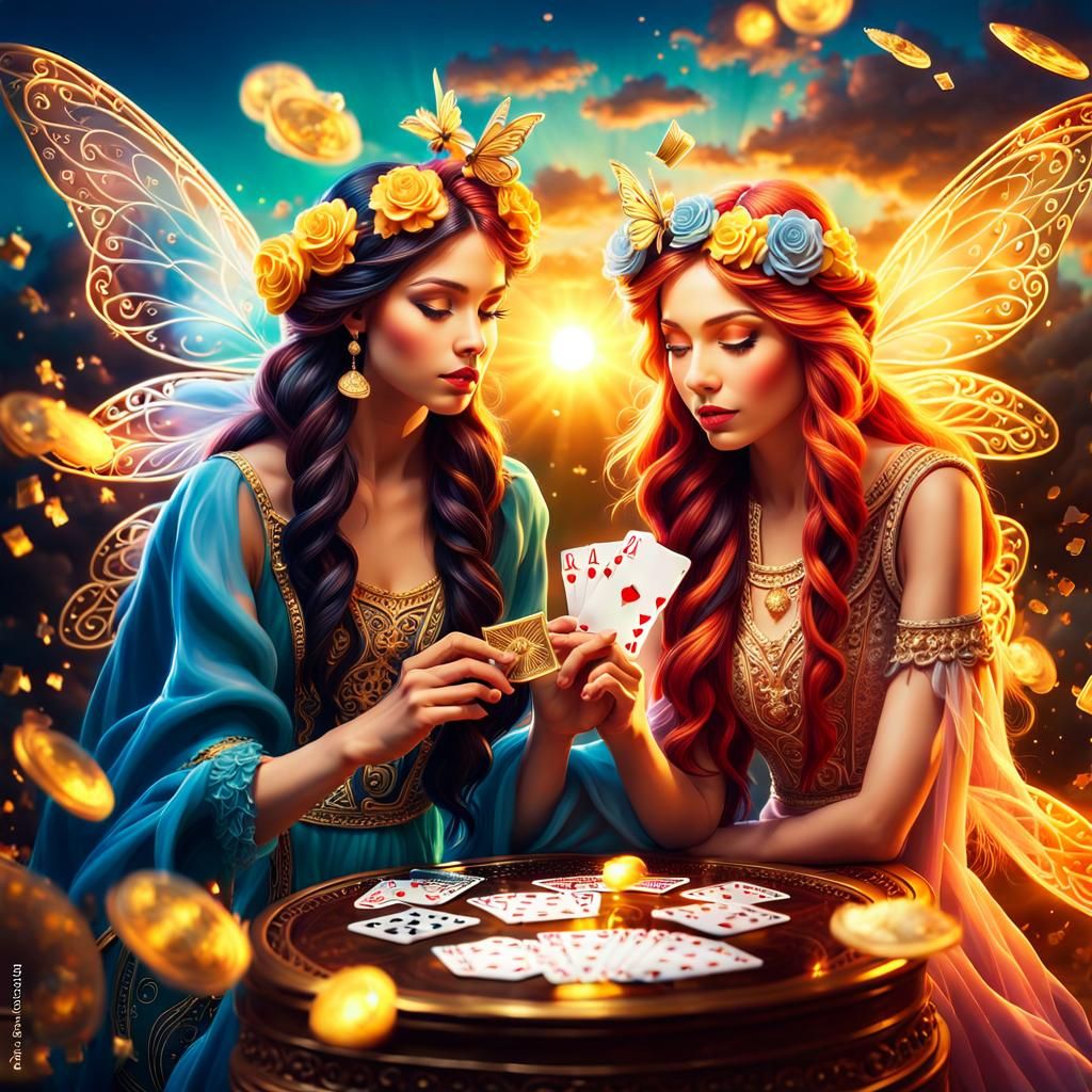 Fairies Playing Cards in Hyperrealistic Fantasy Art