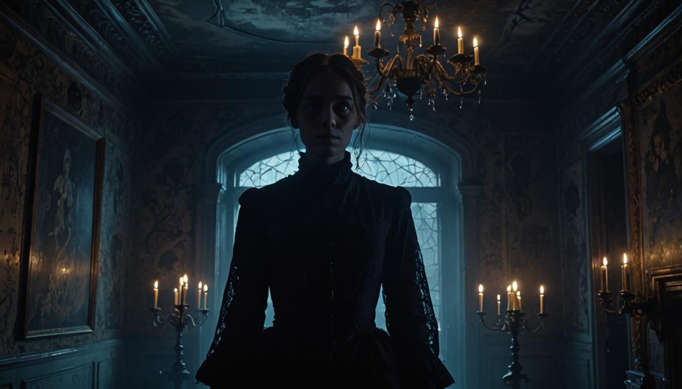 Mysterious Figure in Abandoned Mansion: Cinematic Digital Ar...