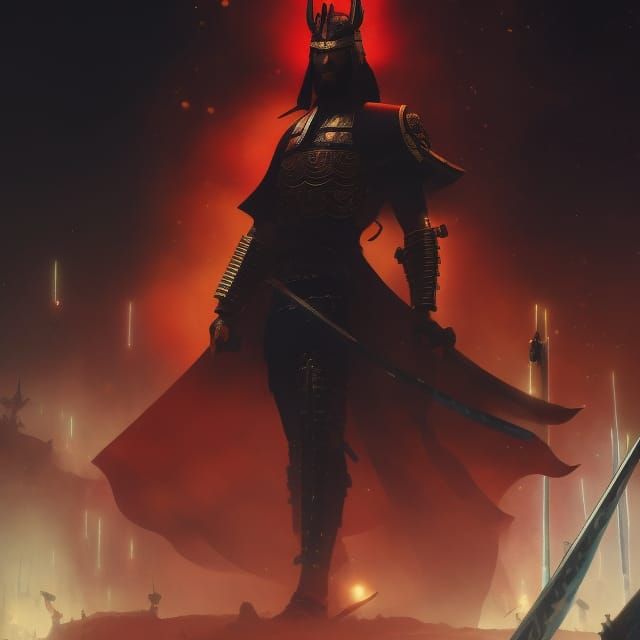 Stoic Samurai in Feudal Japan: Epic Illustration