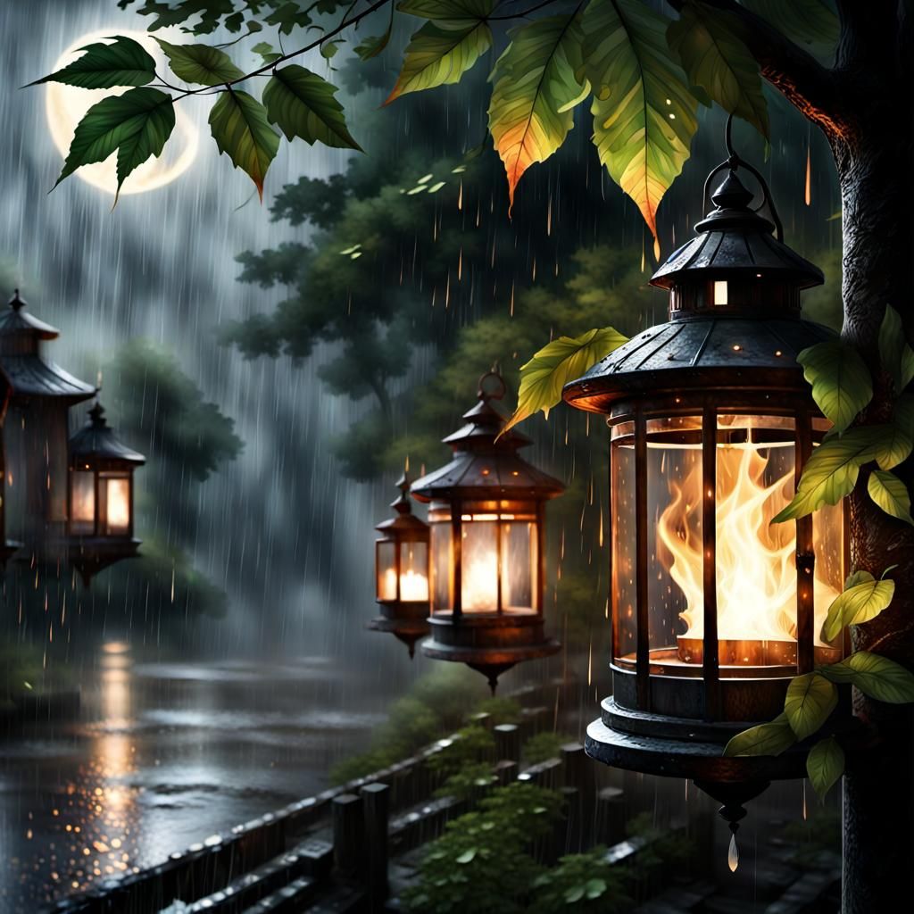 They ate in companionable silence for a while, the only sound the drumming of the rain on the leaves above. The storm ra...