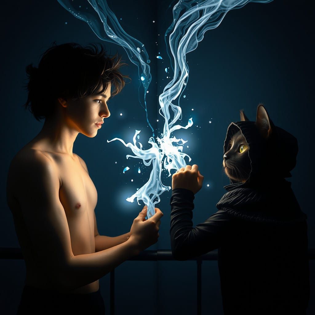 Surreal Portrait of a Woman Emerging from Dark FerroFluid