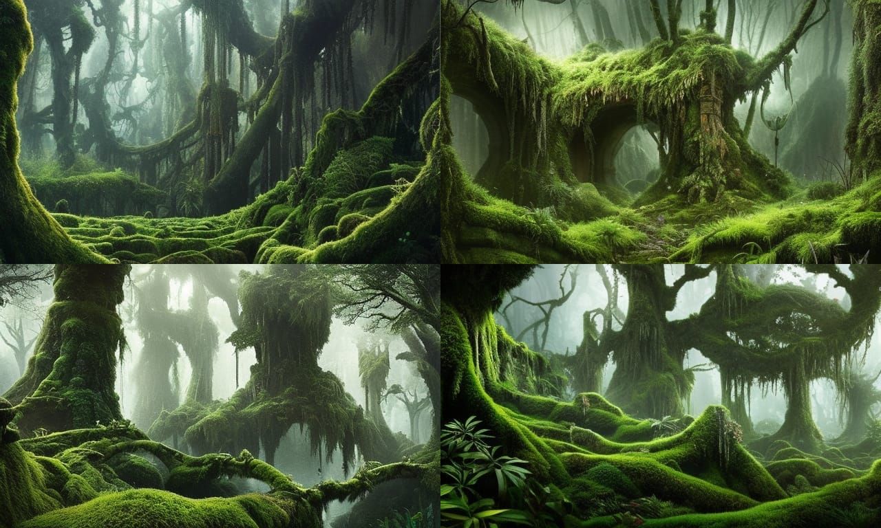 Epic Fantasy Village Overgrown with Plants