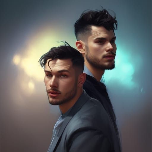 Detailed Portrait of a Joyful Gay Couple