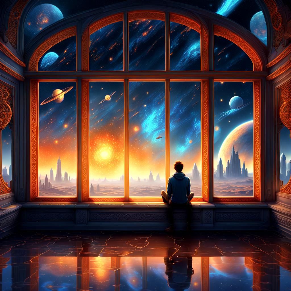 Starry Sky Gaze: Fantasy Realism Concept Art
