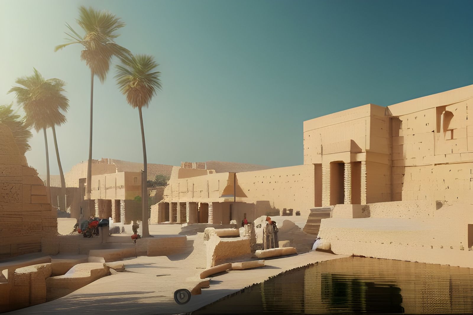 Ancient Babylonian City in Tropical Oasis, 8K Render