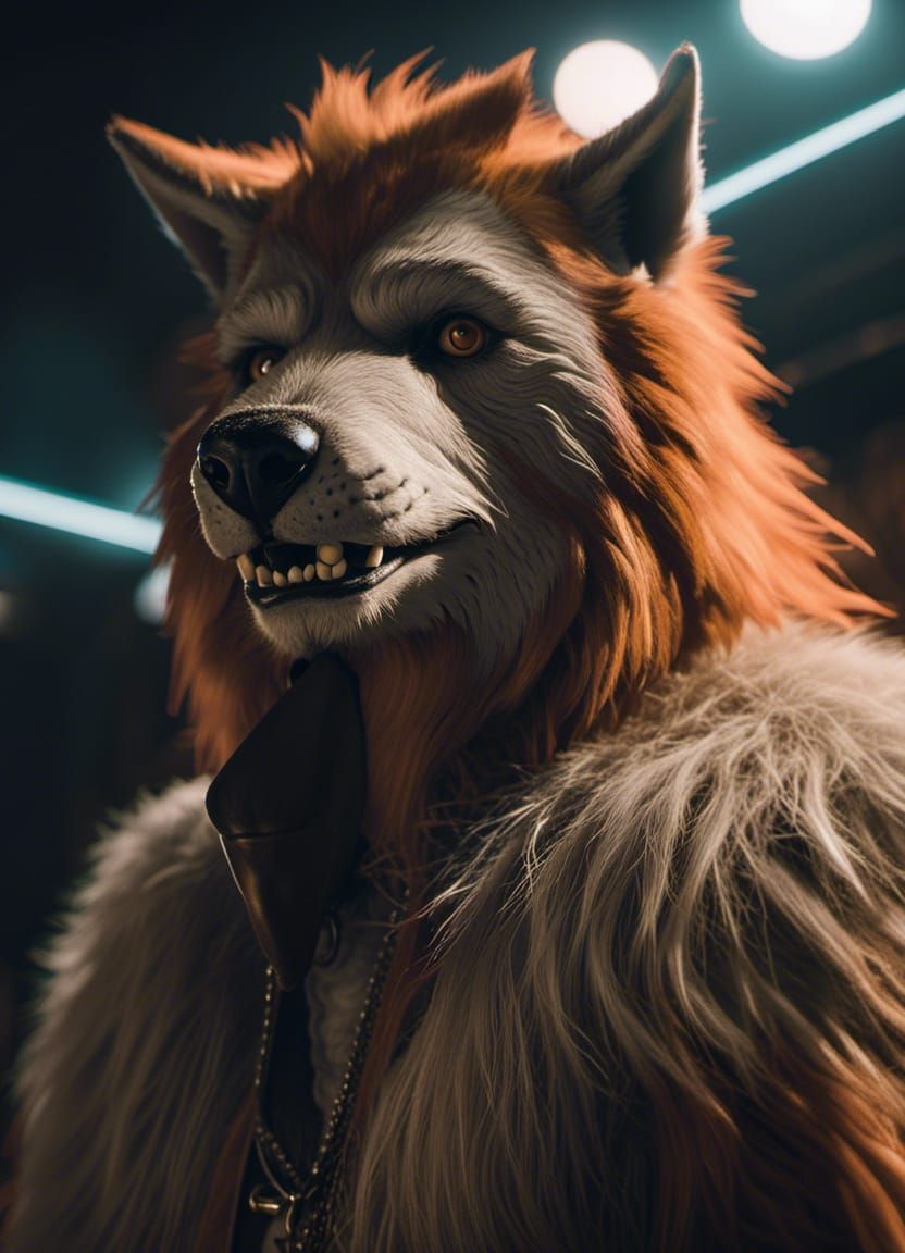 Anthropomorphic Werewolf in Warm, Vibrant Colors