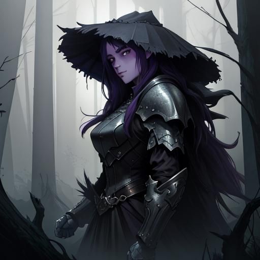 Dark Fantasy Figure in Foggy Night, Detailed Art