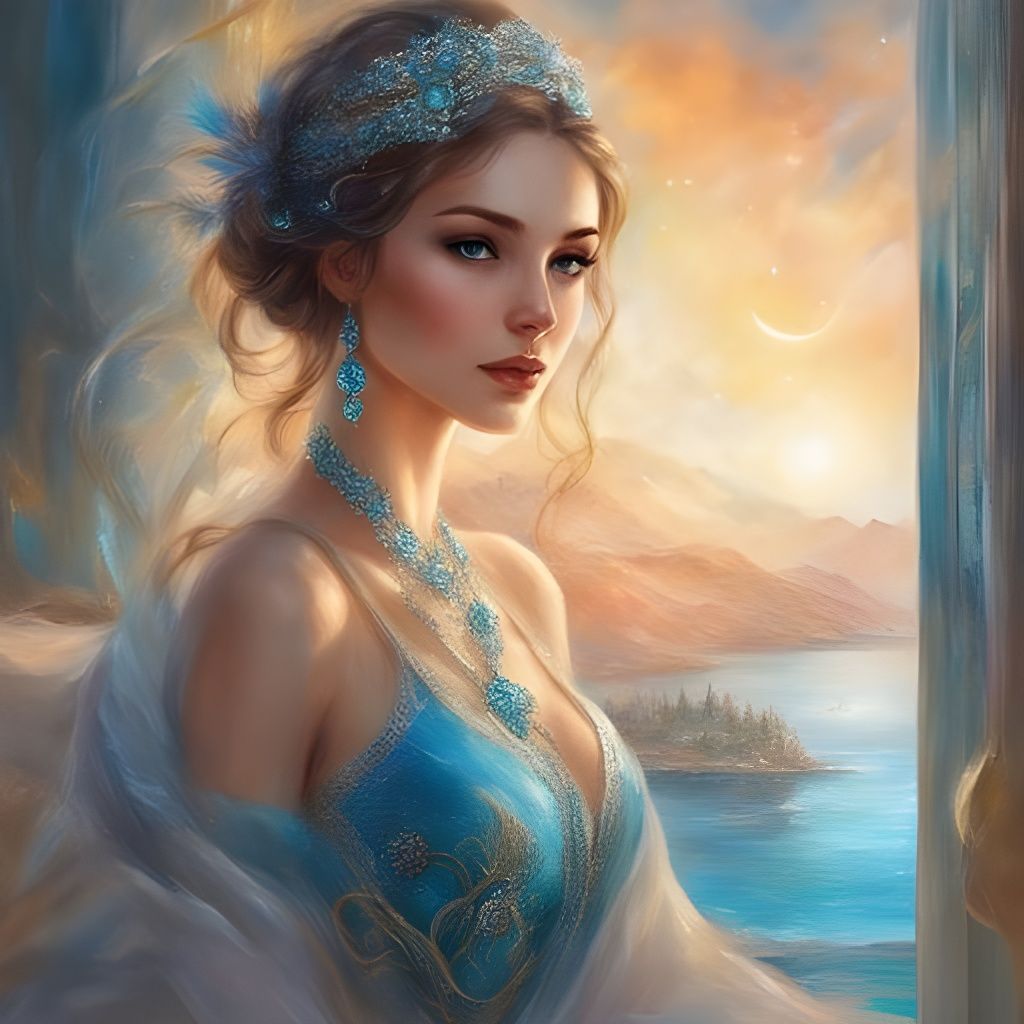 Portrait of Tatar Girl with Sea View