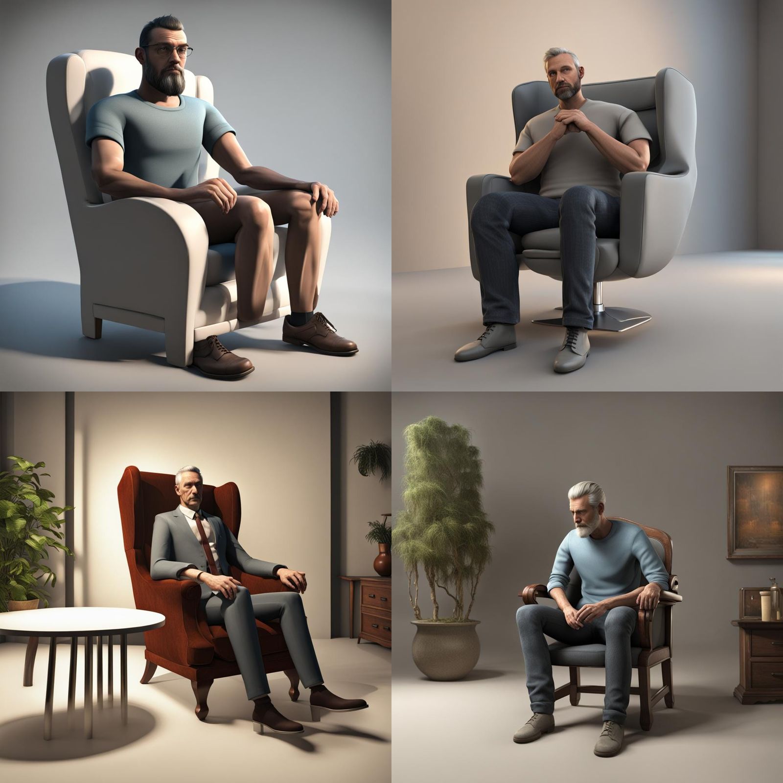 Man Sitting in Chair: Unity 3D Render