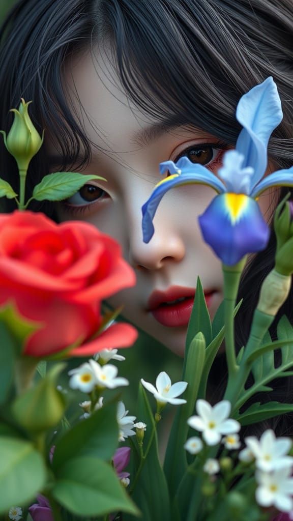 Serene Garden Goddess with Hidden Face