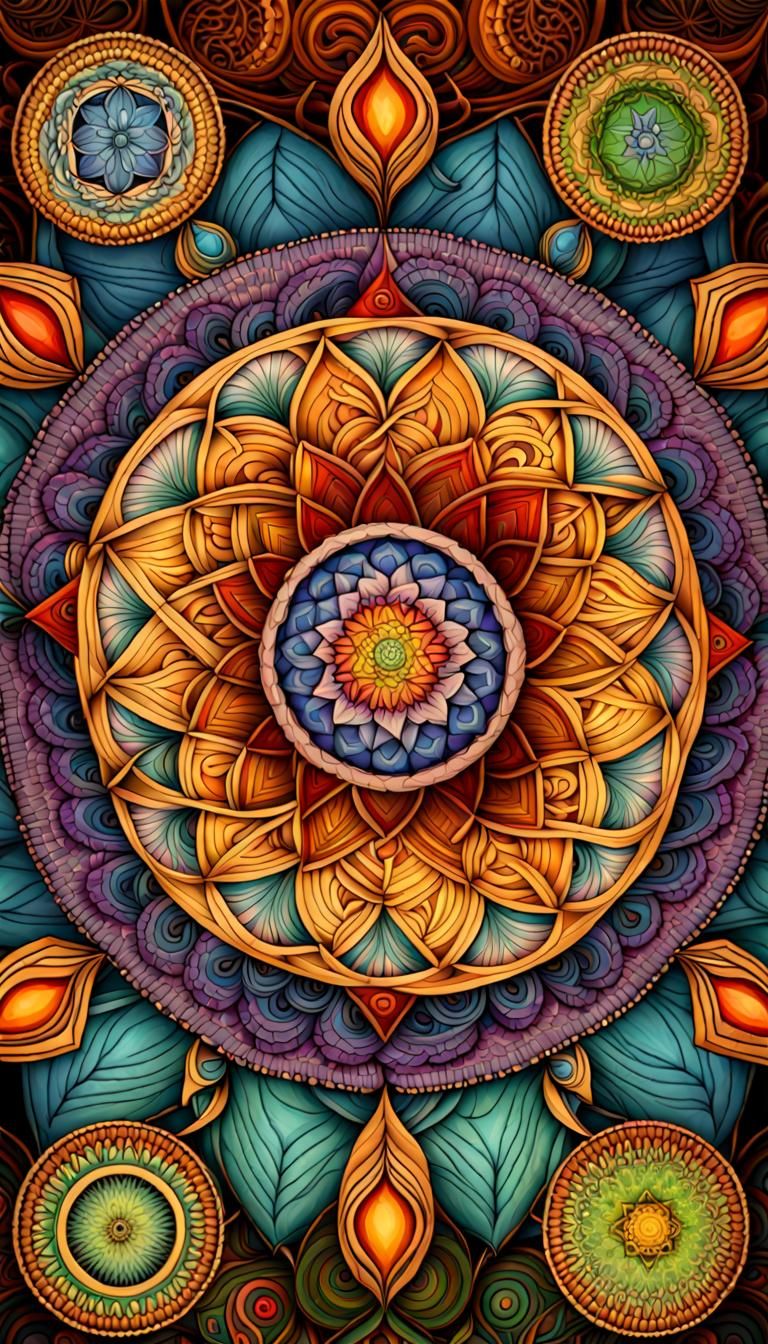 Colorful Geometric Mandalas Representing Unity and Harmony