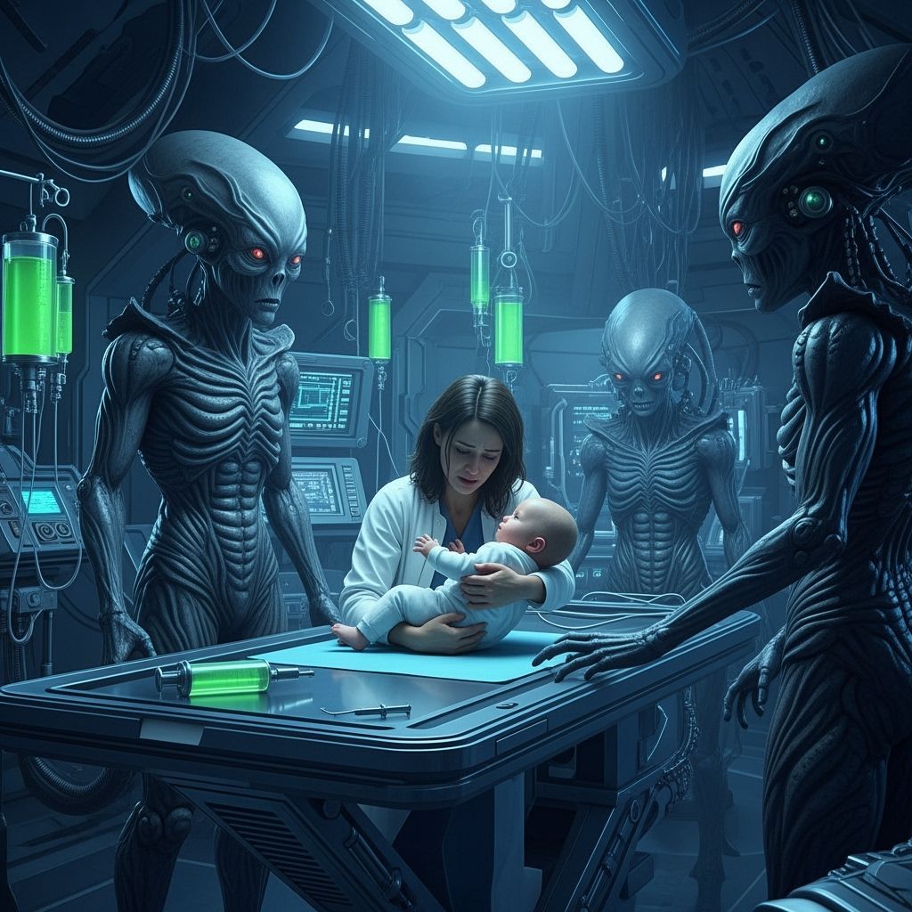 Distraught Mother and Child in Alien Medical Bay