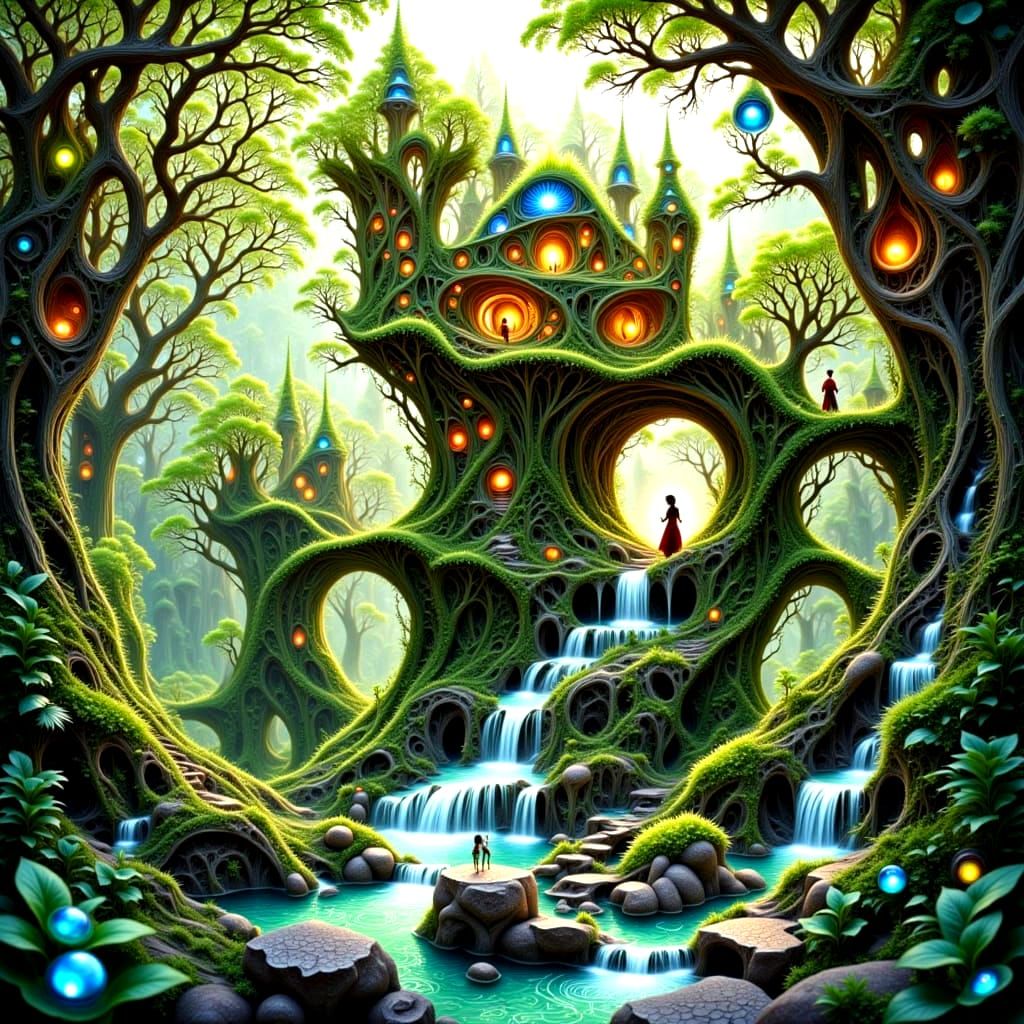 Ancient Myrtle Tree House on Cliffside with Pixie Family