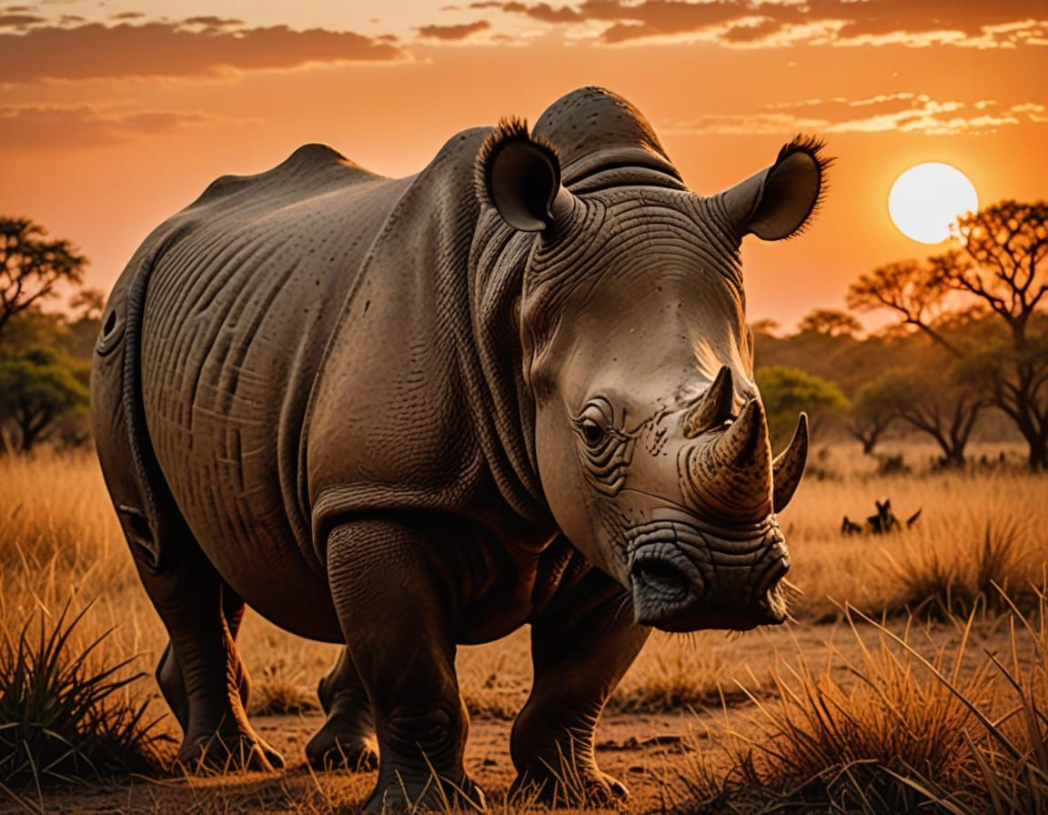 Rhino at Sunset