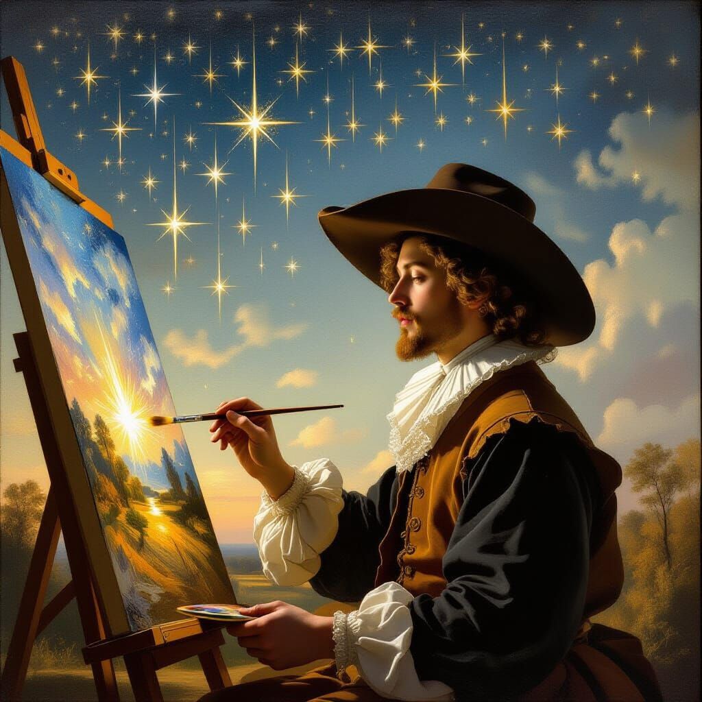 Celestial Painter in Dutch Golden Age Style