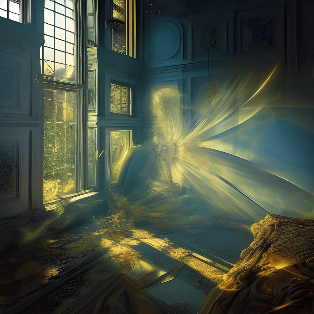 Ethereal Sunrays Through Stained Glass Window