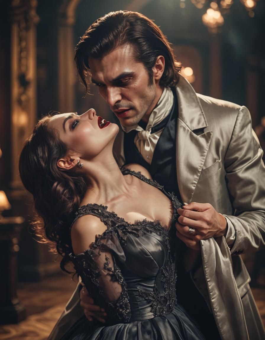 Romantic Vampire Bite in Hyperrealistic Style