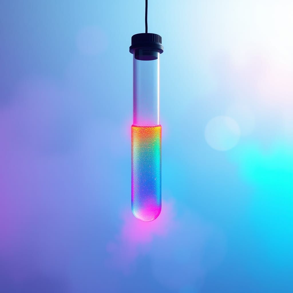 Glowing Rainbow Vial in Dreamlike Fantasy Art