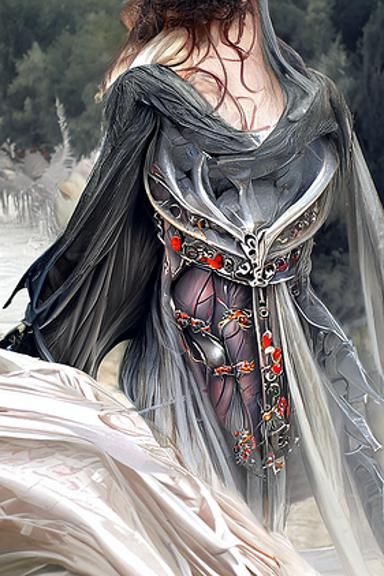 Aesthetic Female Knight in Gothic Watercolor Art