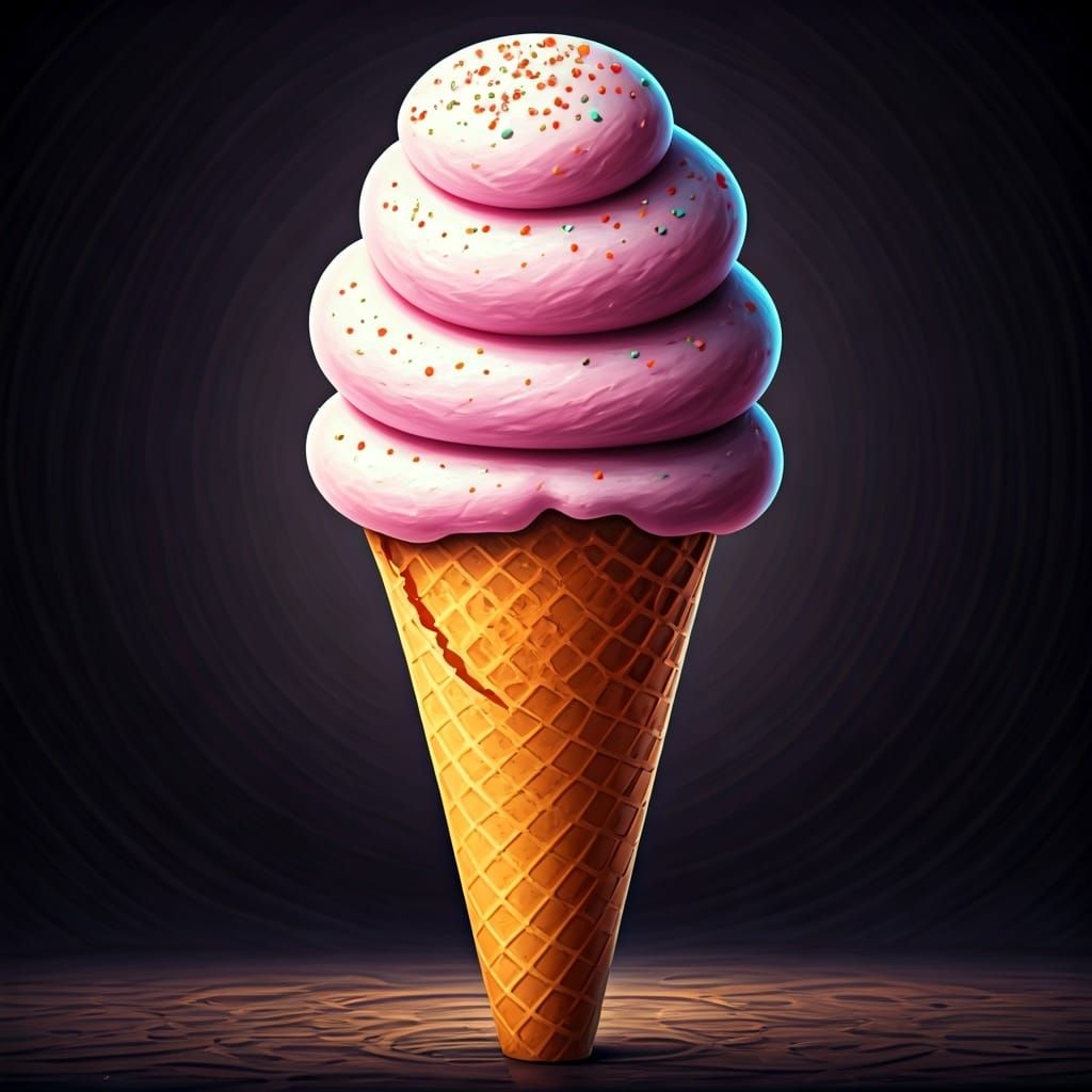 Fluorescent Impasto Ice Cream Heavy Metal Art