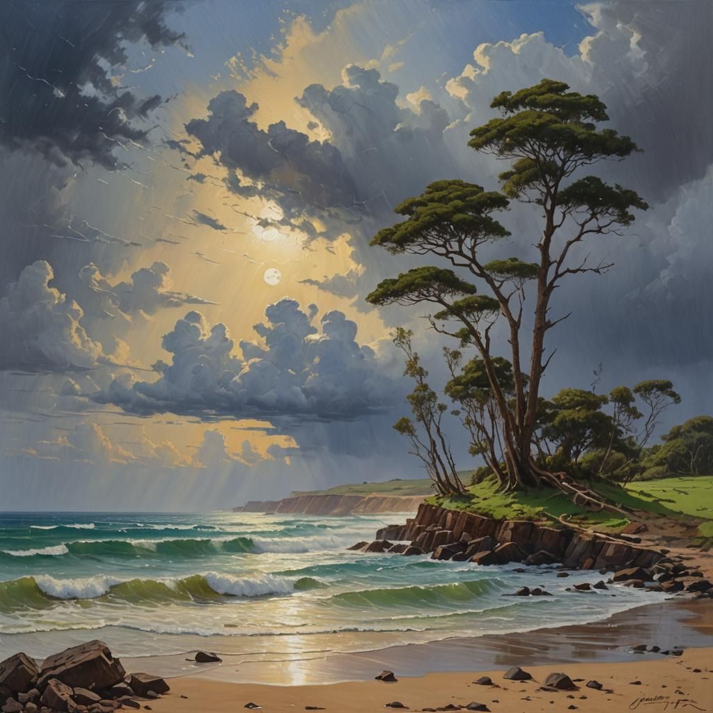 Ominous Weather in Oil Painting Style