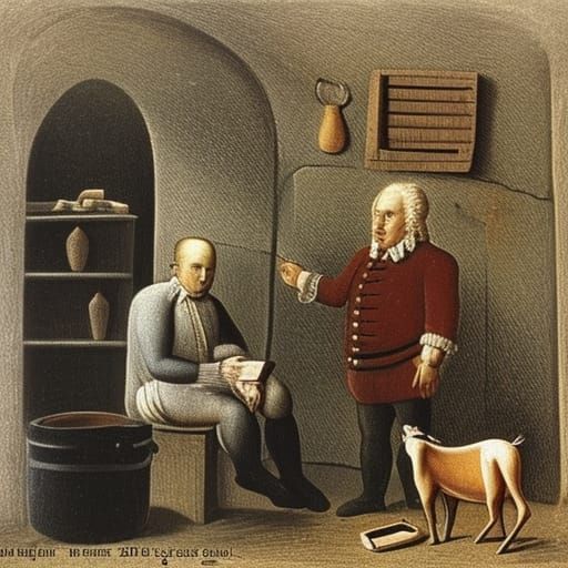 Medieval Miniature of Pig Slaughter in Rousseau Style