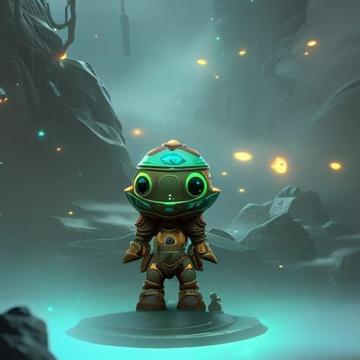 Cute Sci-Fi Alien in Fantasy Matte Painting