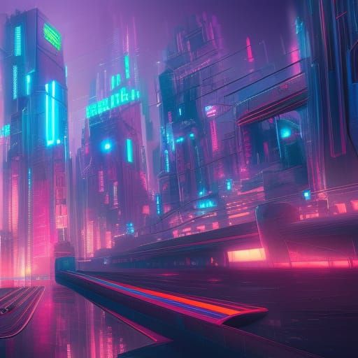 Vibrant Futuristic City in Neon Lights