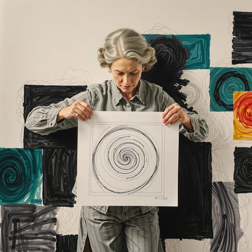 Dreamlike Woman Lost in Whimsical Clouds