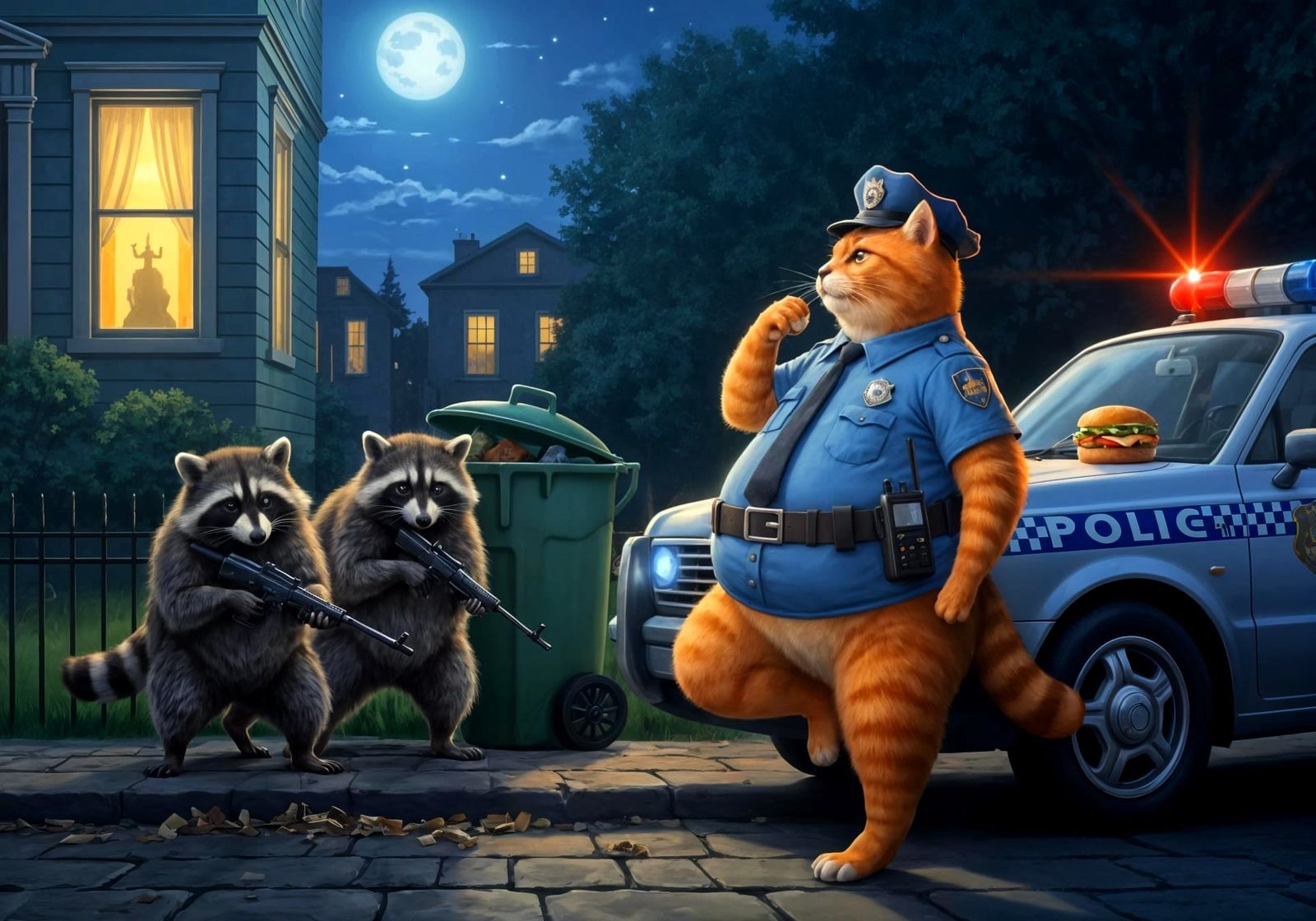 Raccoon Robbery: A Whimsical Classical Painting