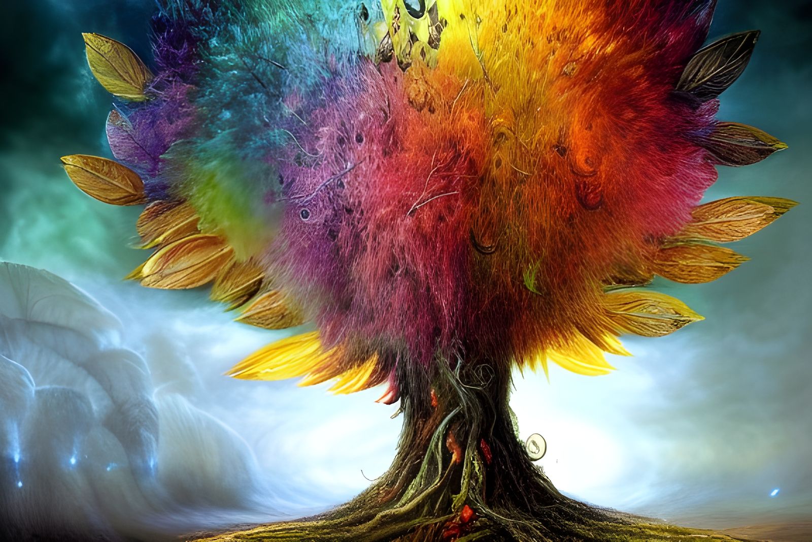 Feather and Honey Tree: Cosmic Matte Painting