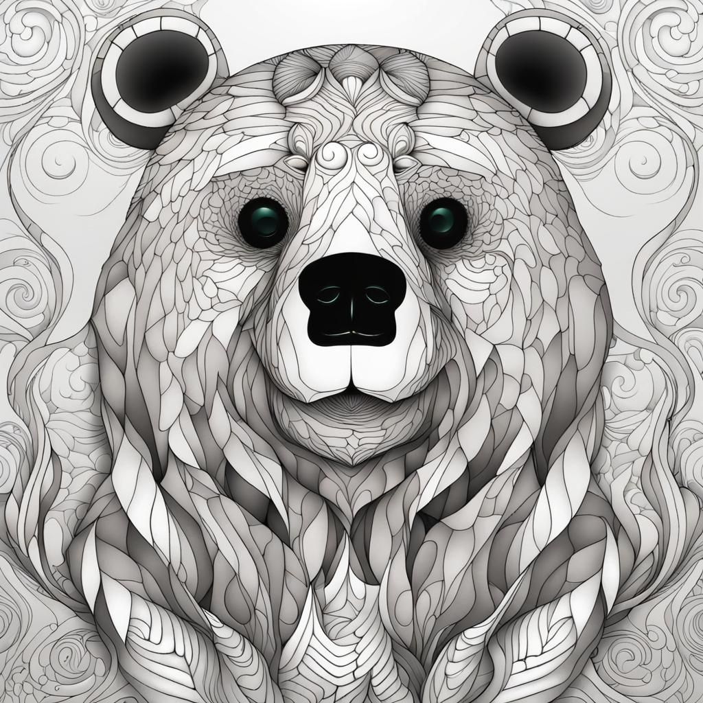 Cute Bear with Abstract Fractal Design