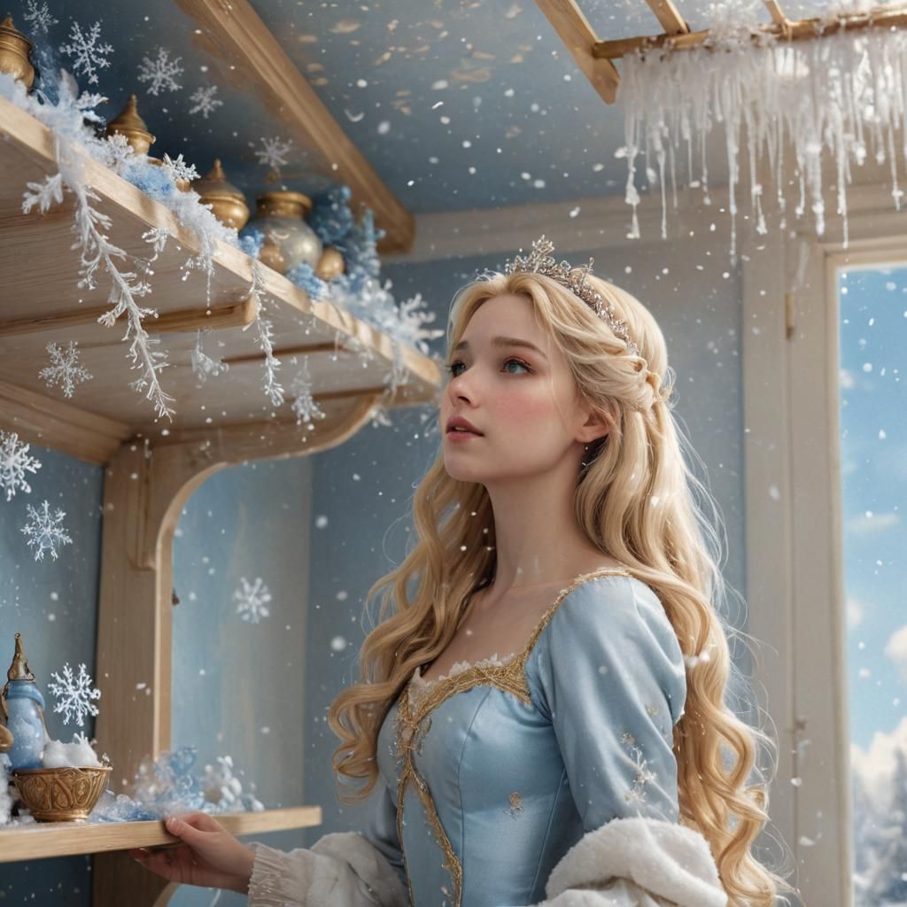 Princess Under Sky Shelf in Dreamy Fantasy Art