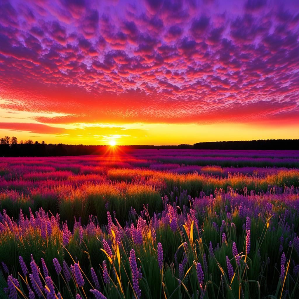 City in Clouds with Violet Lightning