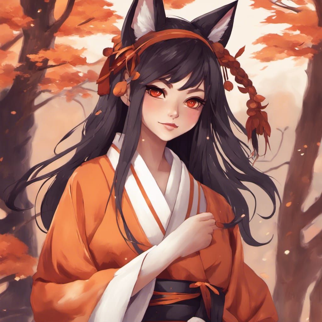 Kitsune Girl in Autumn