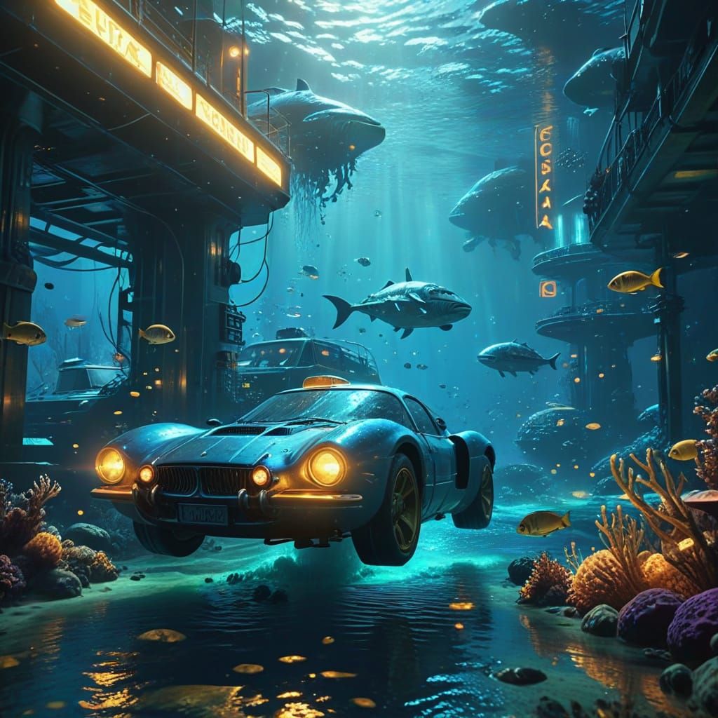 Futuristic Underwater City with Sea Life in 4K