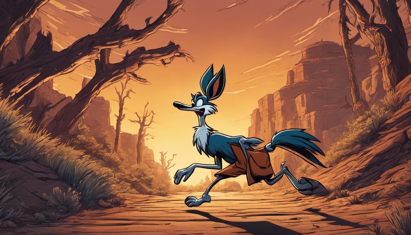 Road Runner and Wile E. Coyote Comic Illustration