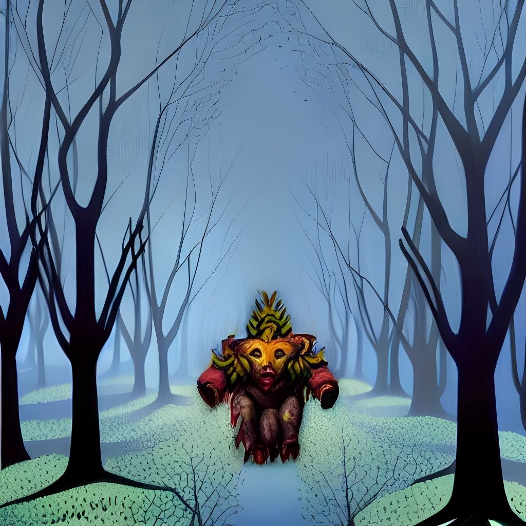 Camazotz in Forest, Impressionist Oil Painting